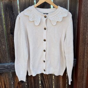 Cream crochet bib cardigan